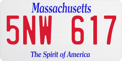 MA license plate 5NW617