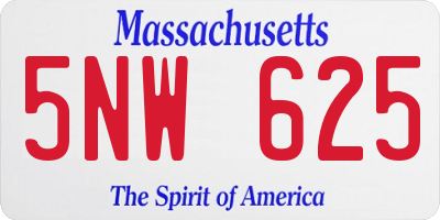 MA license plate 5NW625