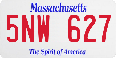 MA license plate 5NW627