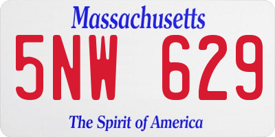 MA license plate 5NW629