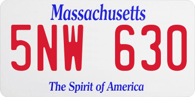 MA license plate 5NW630