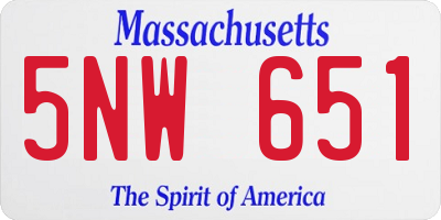 MA license plate 5NW651