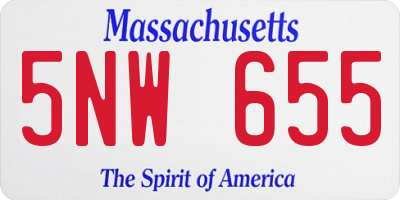 MA license plate 5NW655