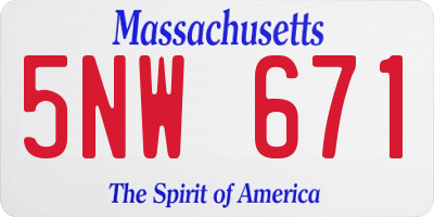 MA license plate 5NW671