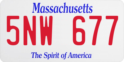 MA license plate 5NW677