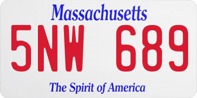 MA license plate 5NW689