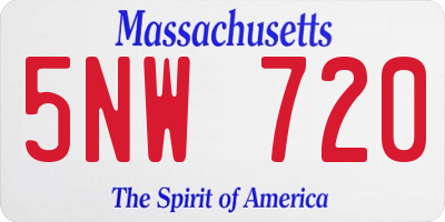 MA license plate 5NW720