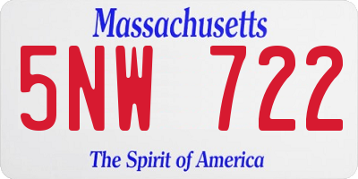 MA license plate 5NW722