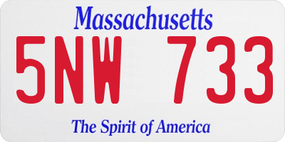 MA license plate 5NW733