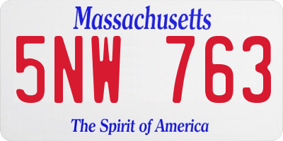 MA license plate 5NW763
