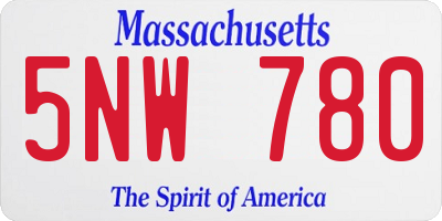 MA license plate 5NW780