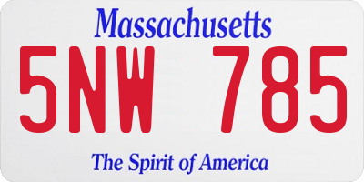MA license plate 5NW785