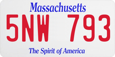 MA license plate 5NW793