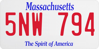MA license plate 5NW794