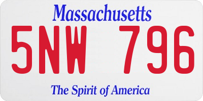 MA license plate 5NW796