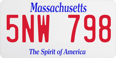 MA license plate 5NW798