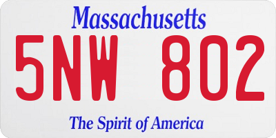 MA license plate 5NW802