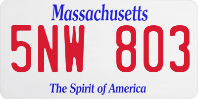 MA license plate 5NW803