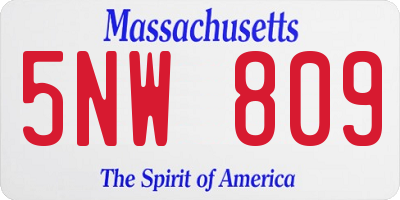 MA license plate 5NW809