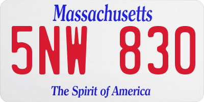 MA license plate 5NW830