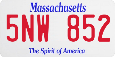 MA license plate 5NW852