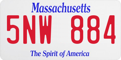MA license plate 5NW884