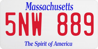 MA license plate 5NW889