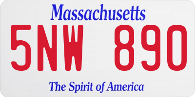 MA license plate 5NW890