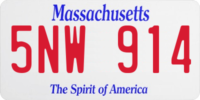 MA license plate 5NW914