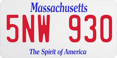 MA license plate 5NW930