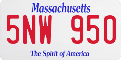 MA license plate 5NW950