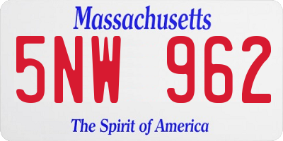 MA license plate 5NW962