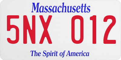 MA license plate 5NX012