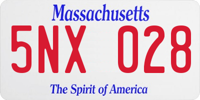 MA license plate 5NX028