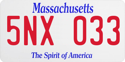 MA license plate 5NX033