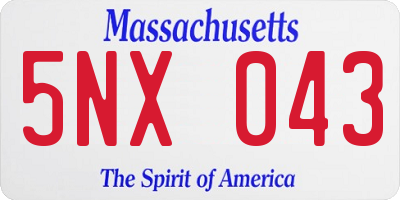 MA license plate 5NX043