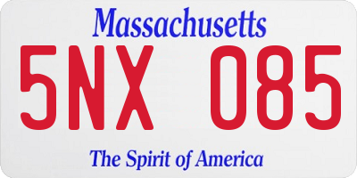 MA license plate 5NX085