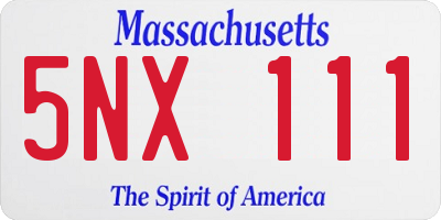 MA license plate 5NX111