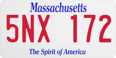 MA license plate 5NX172