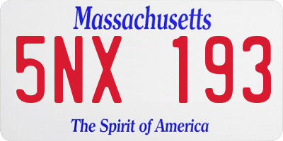 MA license plate 5NX193