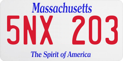 MA license plate 5NX203