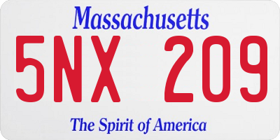MA license plate 5NX209