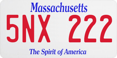 MA license plate 5NX222