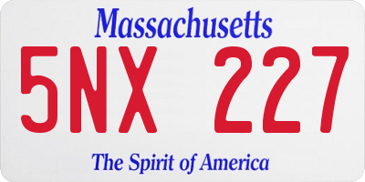 MA license plate 5NX227