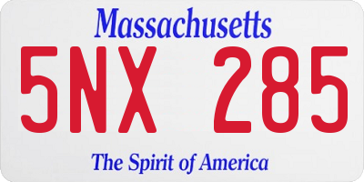 MA license plate 5NX285