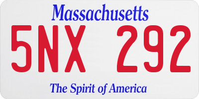 MA license plate 5NX292