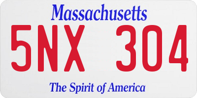 MA license plate 5NX304