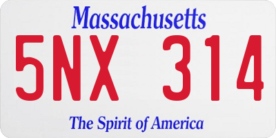 MA license plate 5NX314