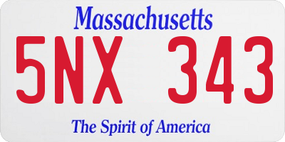 MA license plate 5NX343