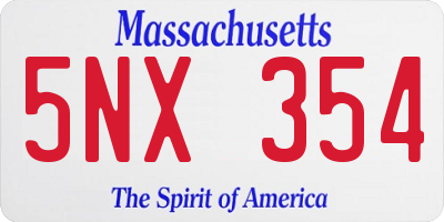 MA license plate 5NX354